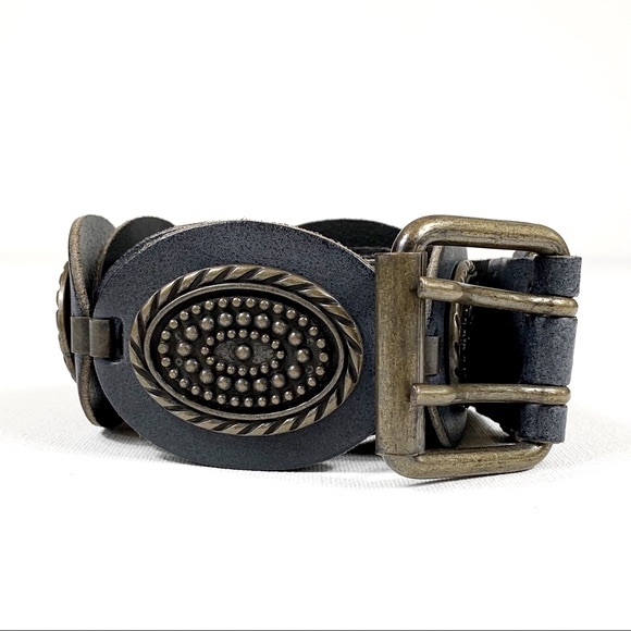Vintage Accessories - Vintage Y2K Antoniazzi Firenze Black Leather Boho Coachella Festival Belt
